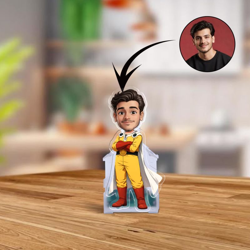 Personalized One PunchMan652 Anime Theme Bobblehead Caricature Solar Powered Moving Head for Car Dashboard, Home and Office Desktop Birthday Return Gift for Kids